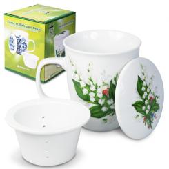 Кружка с крышкой и ситечком "Ландыши" 0,4 л