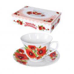 Tea set "Poppies" 12 pcs (6 cups + 6 saucers)