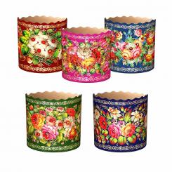 Набор форм для куличей "Жостово" - 5 шт, из термостойкой бумаги (В 8,5 см, ∅ 11 см)