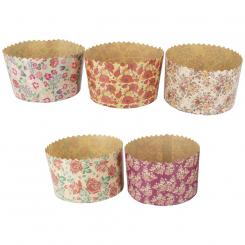 Набор форм для куличей "Цветы" - 5 шт, из пекарской бумаги (В 8,5 см, ∅ 13 cм)