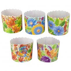 Osterkuchen-Backform-Set: 5 x "Petrykovka" aus Backpapier (H 8.5 cm, ∅ 9 cm)