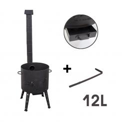 Fireplace with chimney for a Kasan 12 L, steel (2 mm, Ø 392 mm, 136 cm)