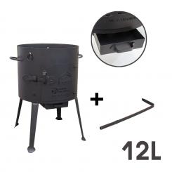 Fire stove for Kasan 12 L, made of steel, with poker (2 mm, Ø 358 mm, 57 cm)