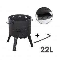 Fire stove for Kasan 22 L, made of 2 mm steel, with poker
