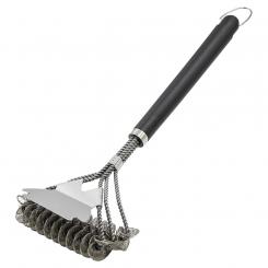 Drahtborsten Grillbürste mit Schaber, 3-fach Reinigungsbürste, 45 cm