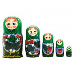 Matryoshka green strawberry M5, 18 cm