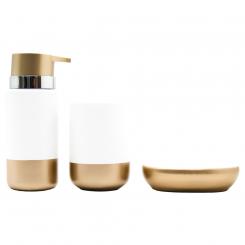 Bathroom accessory set of 3 made of ceramic and plastic, white