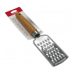 Ручная терка из нержавеющей стали с деревянной ручкой, односторонняя, крупная, 24 см