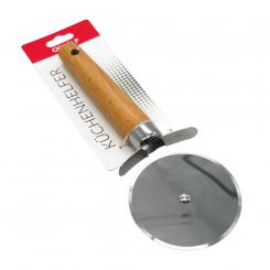 Роликовый нож для пиццы, теста и пирогов с деревянной ручкой, 21 см