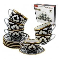 Кофейный сервиз Pahta Gul, в бело-сине-золотом цвете, 12 шт.