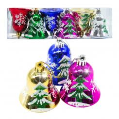 Набор елочных украшений "Колокольчики" 6 штук, разноцветные, 7 см
