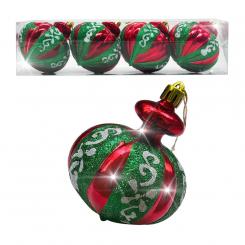 Набор елочных украшений из 4 игрушек "Юла", красный, 9 см