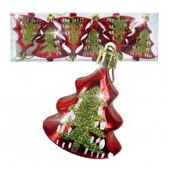 Набор елочных украшений "Рождественская ёлка" (6 шт.), красные, 8 см