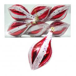 Набор ёлочных игрушек "Капля" (6 шт.), красные, 12 см