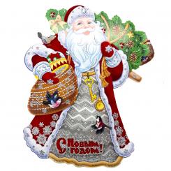 Праздничное украшение “Дед Мороз с подарками” (38 × 28 см)