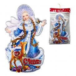 Набор для украшения окон "Снегурочка с оленями" 12 штук, 32 х 20 см