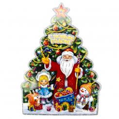 Праздничное украшение "Ёлка с Дедом Морозом", 31 x 22 см
