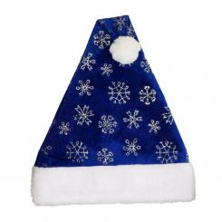 Weihnachtsmütze "Schneefall", mit Fellrand, blau, 29 x 40 cm