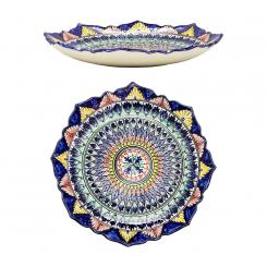 Lagan "Mehrob Romashka" aus Keramik, handgefertigt, Muster-Mix, Ø 38 (42) cm