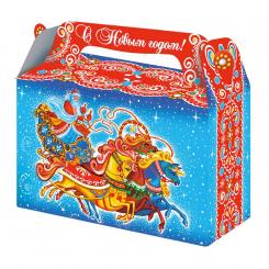 Faltbare Karton-Geschenkbox Pferdetroika für 500 g Süßwaren