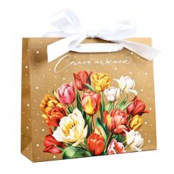 Laminierte Geschenktasche mit Band Für die Zarteste, 30 × 9 × 26 cm