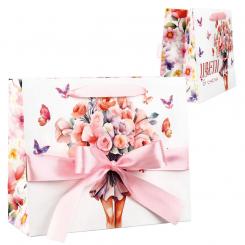 Laminierte Geschenktasche mit Band Blüh auf, 27 × 11,5 × 23 cm