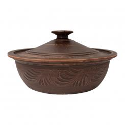 Жаровня из натуральной глины с крышкой, 3 л
