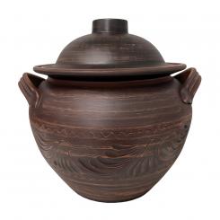 Keramik-Suppentopf aus Naturton mit Griffen und Deckel, 4 L