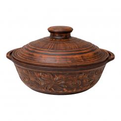 Жаровня из натуральной глины с ручками и крышкой, 1,8 л