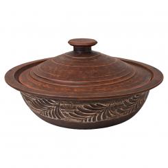Керамическая жаровня из натуральной глины с крышкой, 3 л, Ø 320 мм
