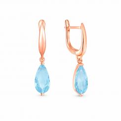 Ohrhänger aus 585 Rotgold mit blauem Topas