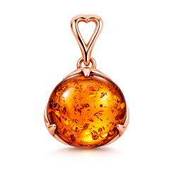 Подвеска из красного золота 585 пробы с янтарём