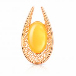 Pendant in 925 silver with milk amber, rose gold-plated