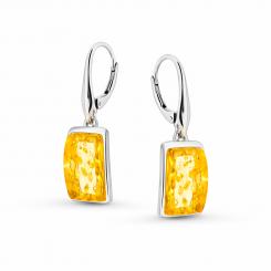 Earrings in 925 silver with lemon amber stones, French clasp