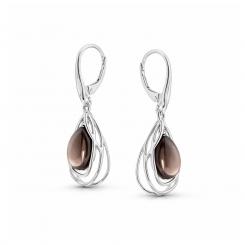 Earrings in 925 silver with gold obsidian