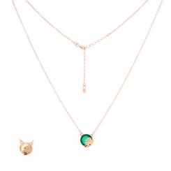 Necklace in 925 silver with agate or lemon amber, rose gold-plated