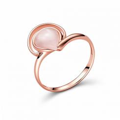 Damenring aus 925 Silber mit rosa Quarz, rosévergoldet