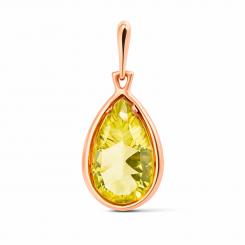 Rose gold 585 pendant with lemon-quartz
