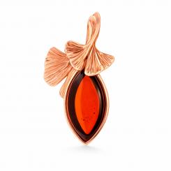 Anhänger rosévergoldet aus 925 Silber mit Kirschbernstein