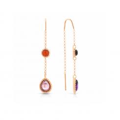 Rose gold-plated earrings in 925 silver with cherry amber, amethyst