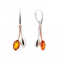 Ohrhänger rosevergoldet aus 925 Silber mit Bernstein