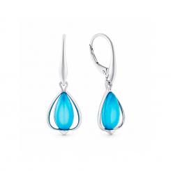 Earrings 925 silver with blue agate