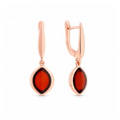 Red gold-plated earrings in 925 silver with cherry amber