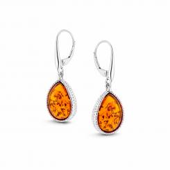 Ohrhänger aus 925 Silber mit Cognac-Bernstein