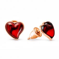 Herzförmige Ohrstecker aus vergoldetem 925 Sterlingsilber mit Bernsteinen