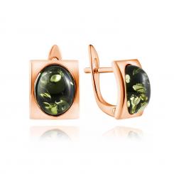 Earrings in gold-plated 925 sterling silver, square, with oval amber stones