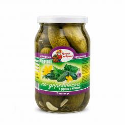 Кузина Кадушка огурчики по-деревенски с укропом и чесноком, 1л