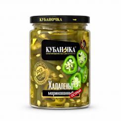 Kubanochka pickled jalapeno chili pepper, green, 250g
