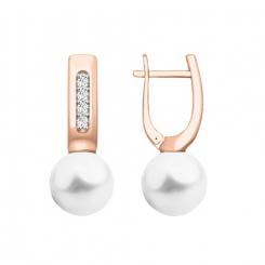 Sokolov earrings in 585 red gold with pearl and diamonds