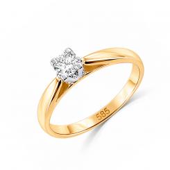Engagement ring in yellow gold 585 with brilliant-cut diamond 0.15 ct. IVSS